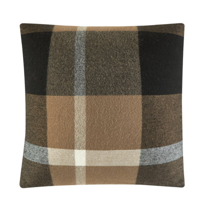 Style House Plaid Throw 18"x18" Pillow, Soft Decorative Accent Pillow for Sofa, Couch, Bed, Cabin & Farmhouse Home Décor,Brown Checkered