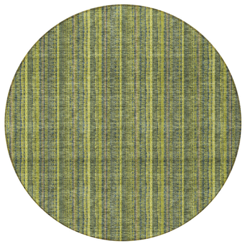 Tapis extérieur lavable rayé 8 pi vert olive et vert lime