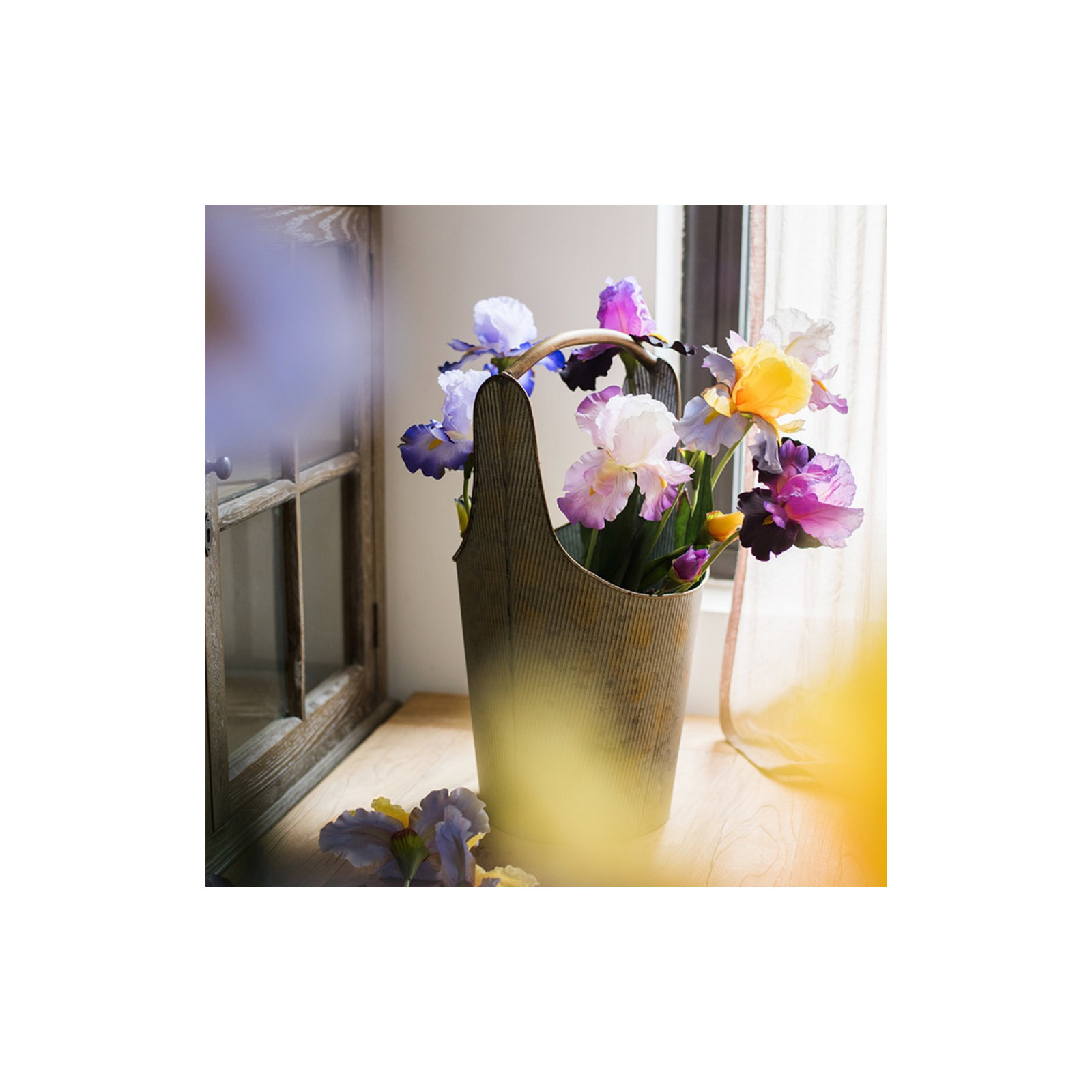 Artificial Iris Flower Stem, Five Stems, Pink