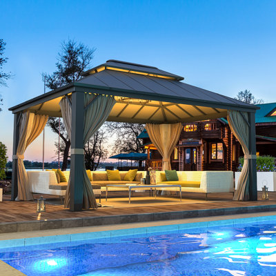  12 Ft. W x 14 Ft. D and 12 Ft. W x 16 Ft. D Aluminum Patio Gazebo