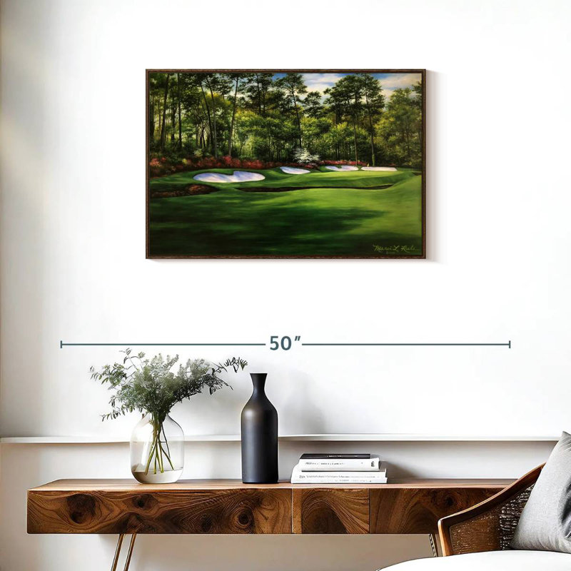 Augusta National 13th Hole I, Cadre flottant en noyer, 31 po x 21 po