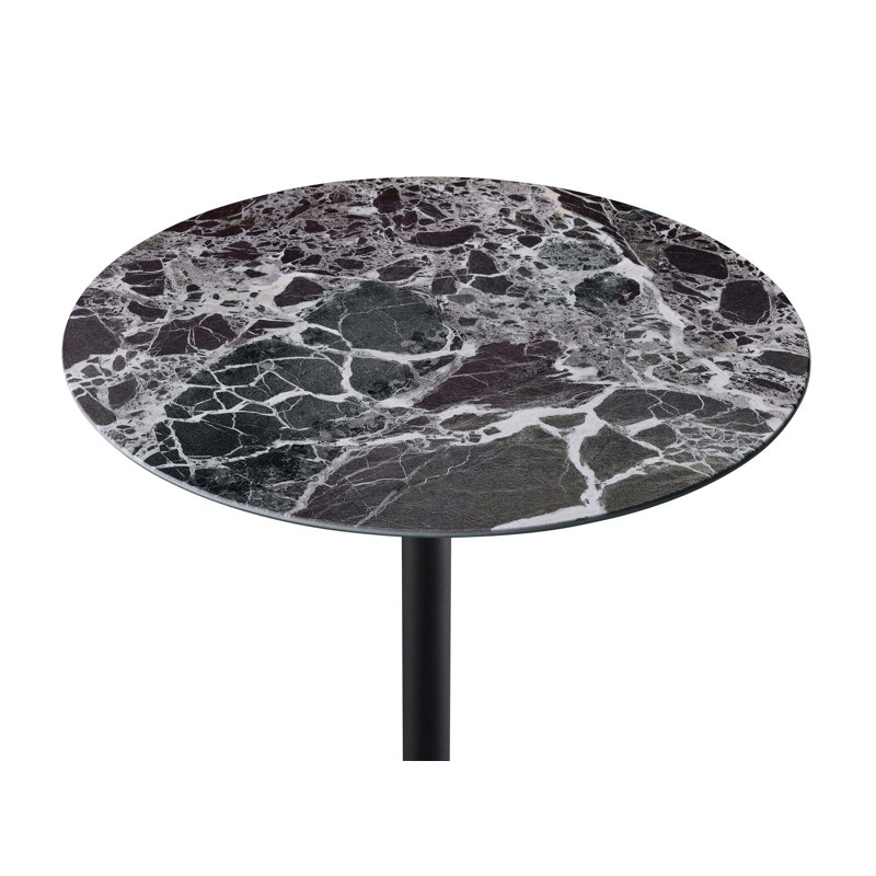 Orbit 15.5" End Table with Height Adjustable Marble Textured Top, Black