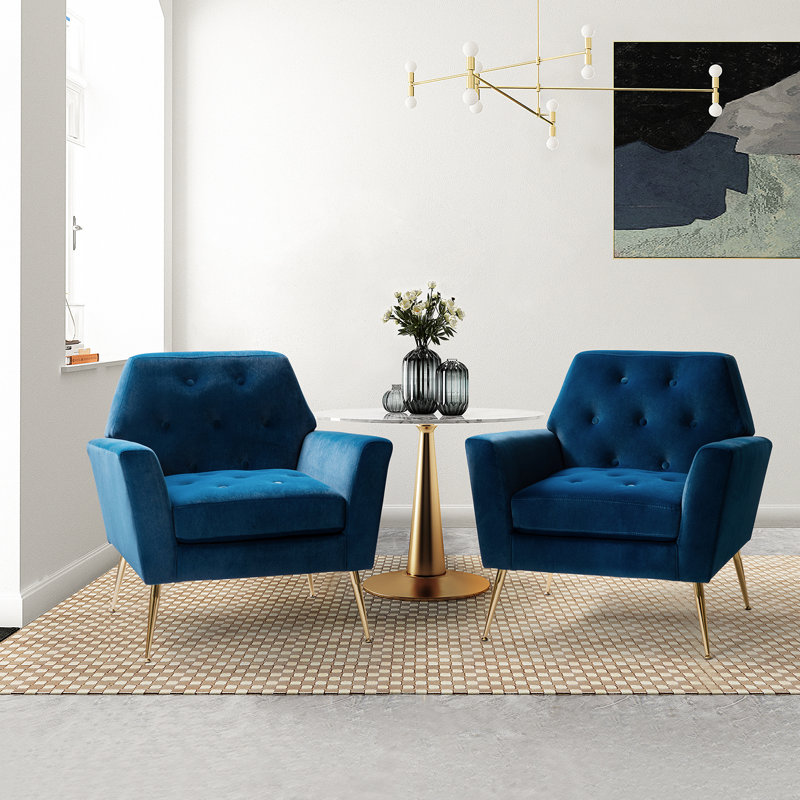 Thaddeus Velvet Armchair, Navy Velvet