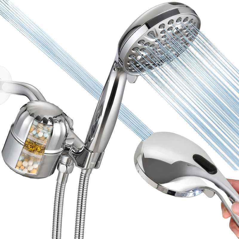 Pomme de douche double avec filtration d'eau, Chrome