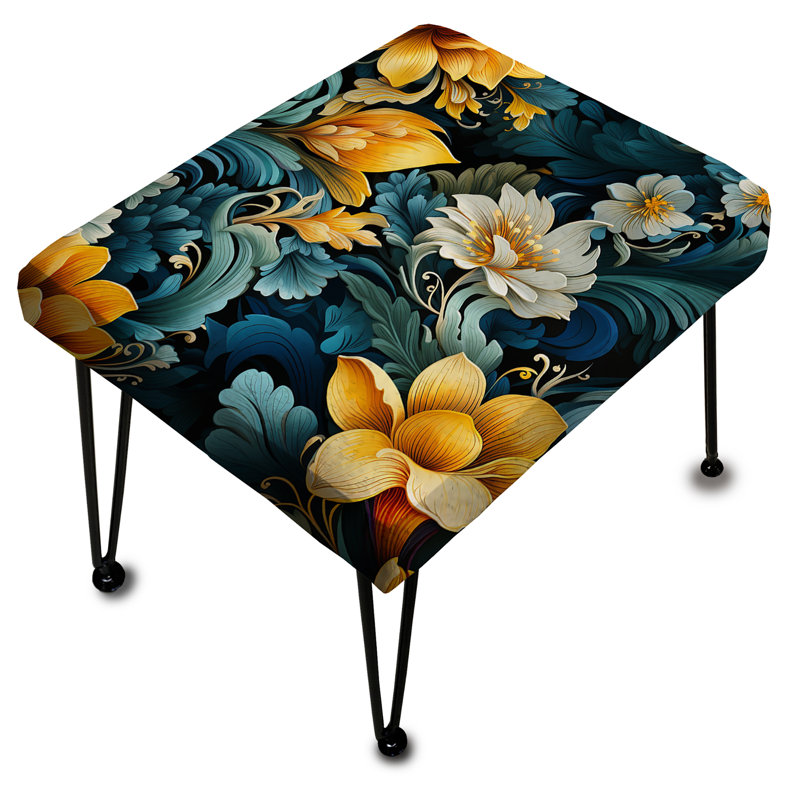 Motif floral multicolore à fusion tropicale - Repose-pieds rectangulaire floral