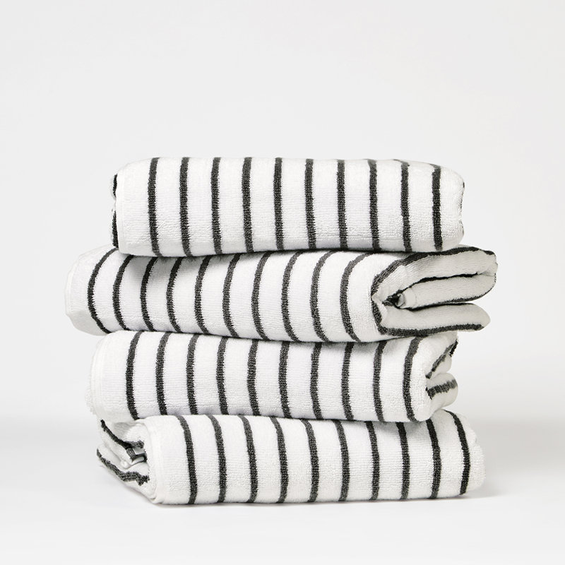 4 Pack Cotton Cabana Stripe Beach Pool Towels, Gray