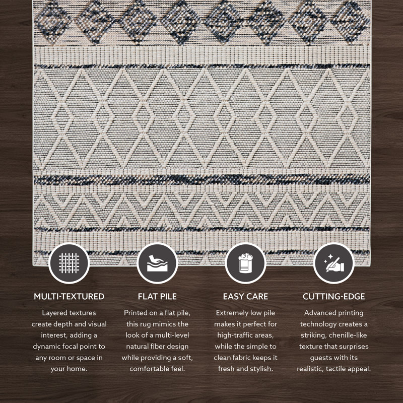 Geometric Indoor Rug, Runner 2' x 10'