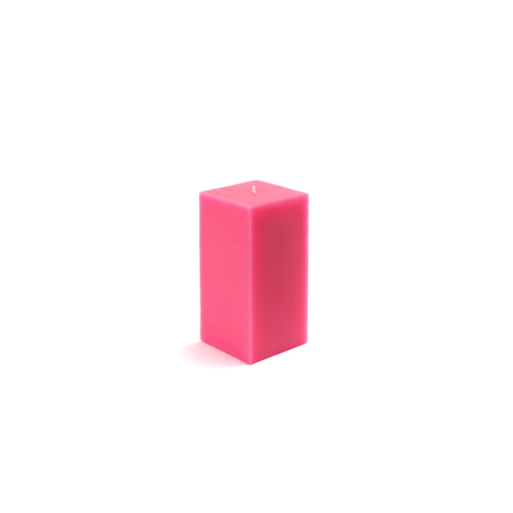 Square Pillar Candle, Set of 12, Hot Pink, 6" H x 3" W x 3" D