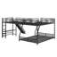 Système de lit superposé polyvalent en forme de L avec lit superposé simple au-dessus de double, lit mezzanine simple, bureau intégré et glissade
