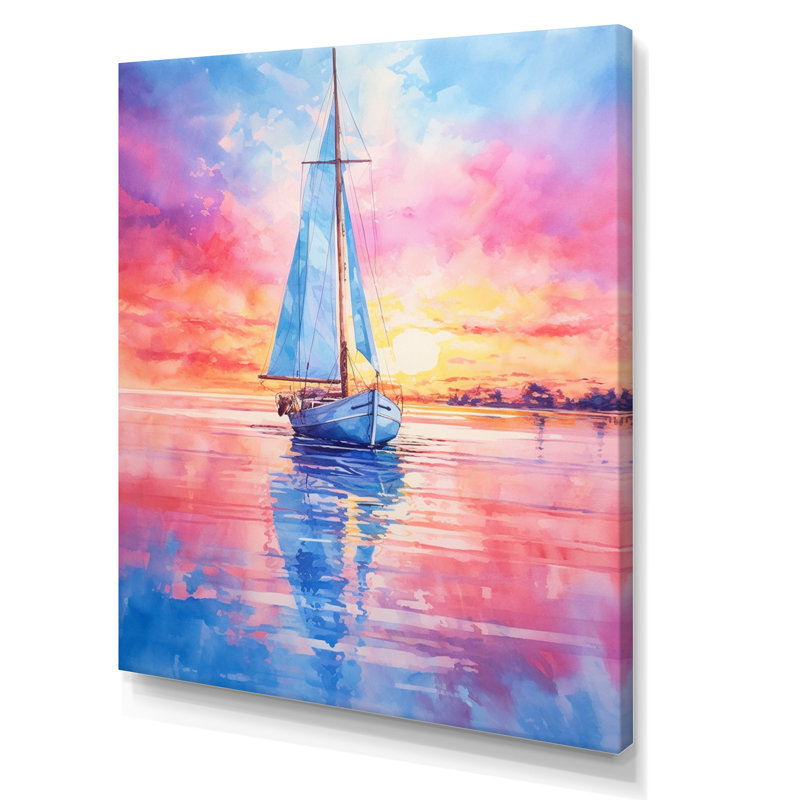 Bateau sur la barbe à papa, impression sur toile, H 40 po x l 30 po x P 1,5 po, Toile tendue