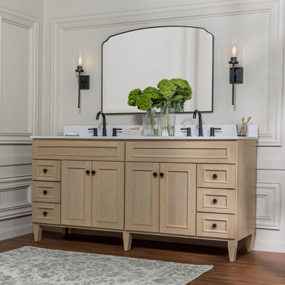 Braetyn 73" Double Sink Bathroom Vanity with White Ice Quartz Top