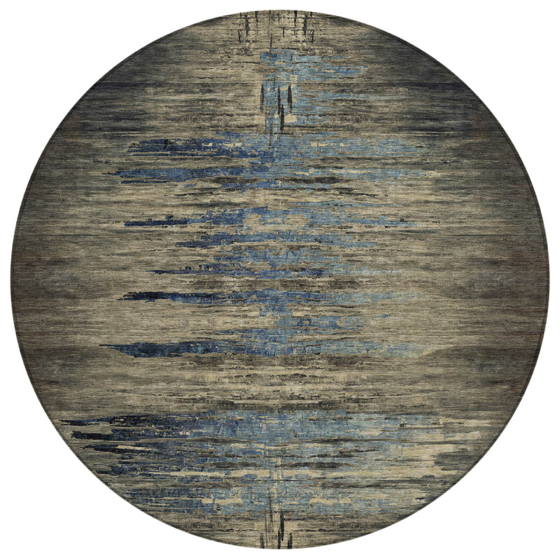 Machine Washable Indoor/Outdoor Christain ACN1299 Coffee Rug, Round 8'
