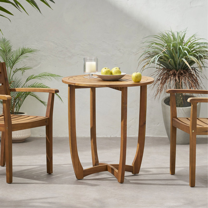 Table d'appoint d'extérieur ronde en bois d'acacia, Naturel
