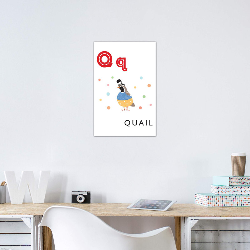 Alphabet Flash Card Q - impression d'art graphique, H 60 po x l 40po x P 1,5 po, Toile tendue, Pas de tapis