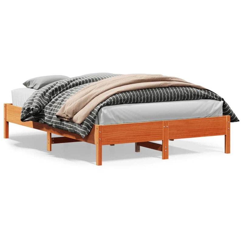 Odeline Solid Pine Wood Bed Frame, 120 x 200cm, Wax Brown