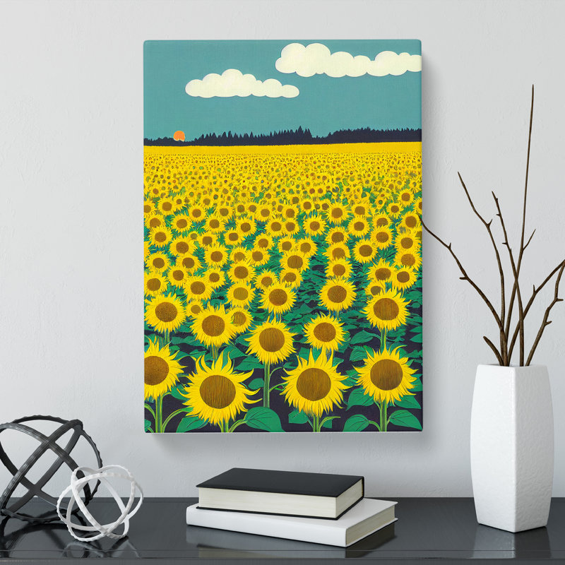 Kalkaska Sunflower Field Vol.5 - Wrapped Canvas, 50cm H x 35cm W x 3cm D