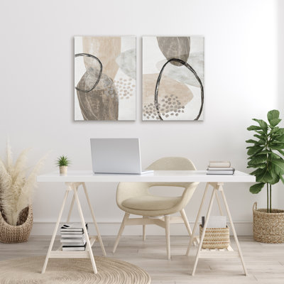 Ensemble de 2 toiles neutres de formes ovales, design par Hannah Dawson
