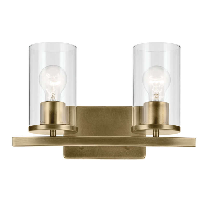 Éclairage pour salle de bain 2 lumières 15,25 po, Laiton