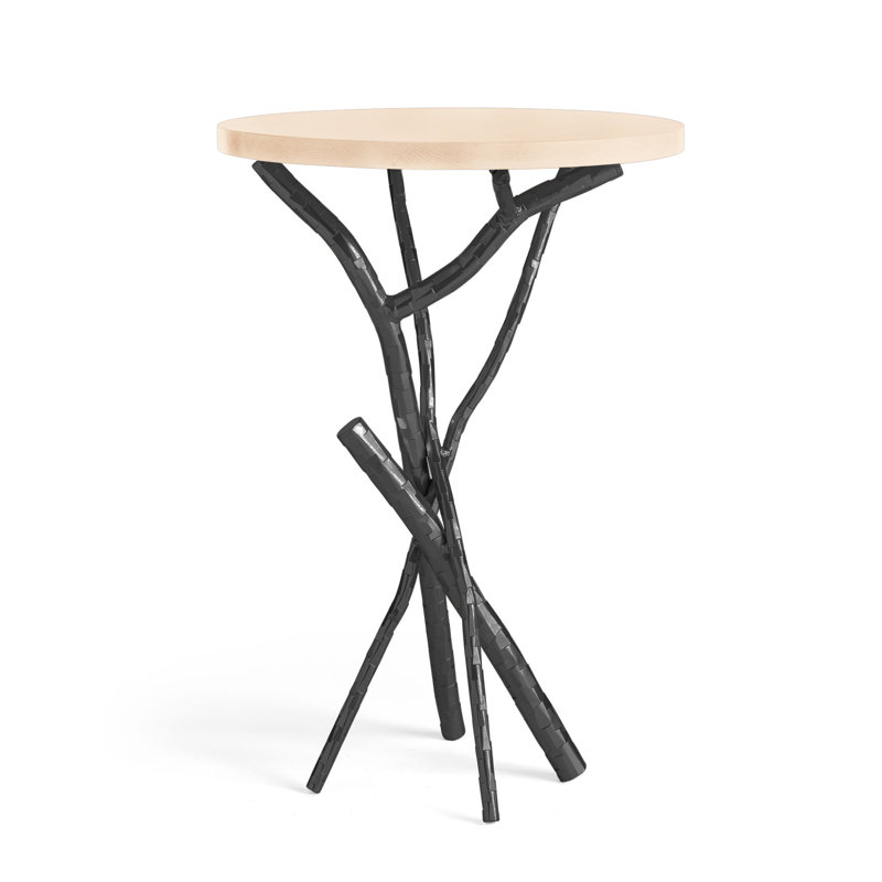 Brindille Wood Top Accent Table, Black, Maple Natural