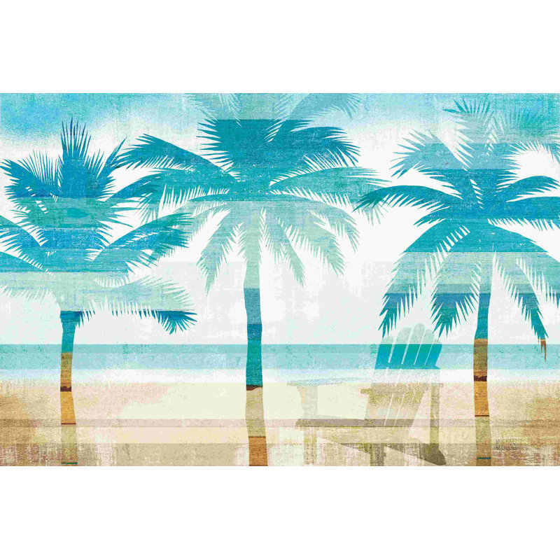 Palmiers de plage avec chaise, H 8 po x l 12 po, Non, Toile tendue