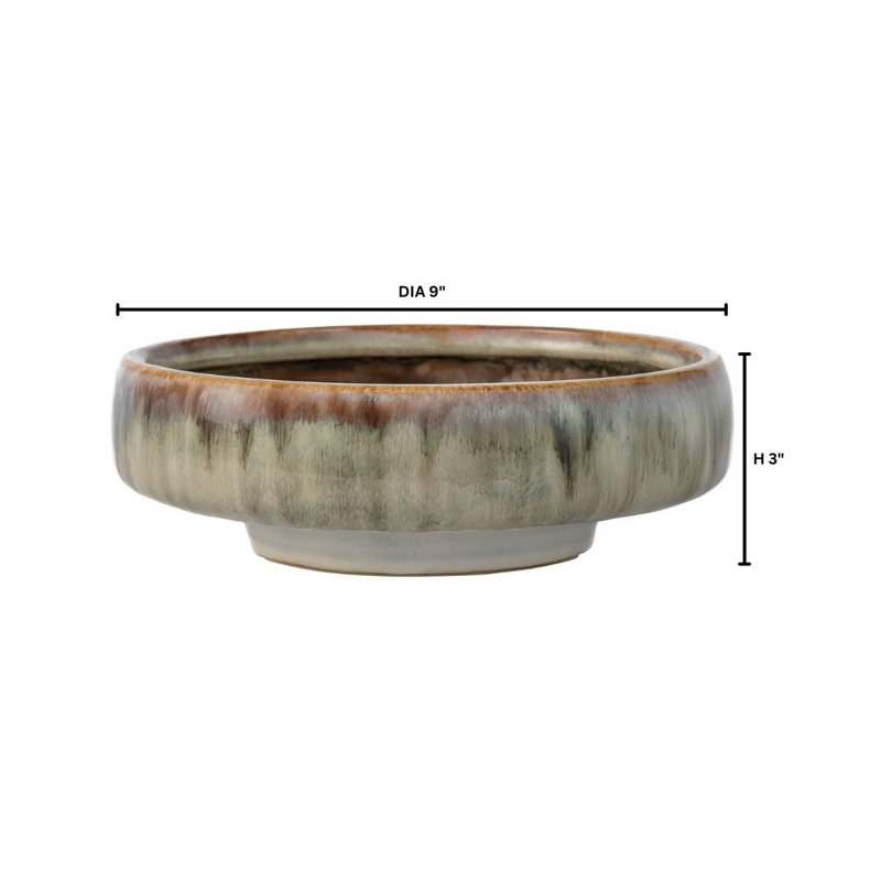 Elevated Earthenware Decorative Bowl