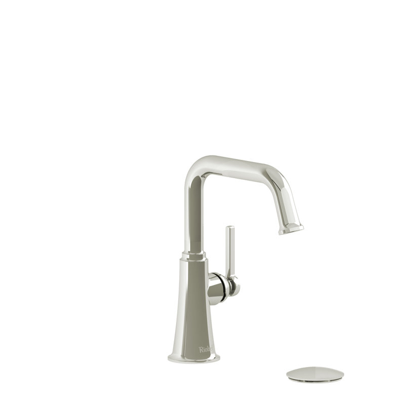 Robinet de salle de bain à trou unique avec drain en U Momenti ™, Nickel poli, Poignée levier