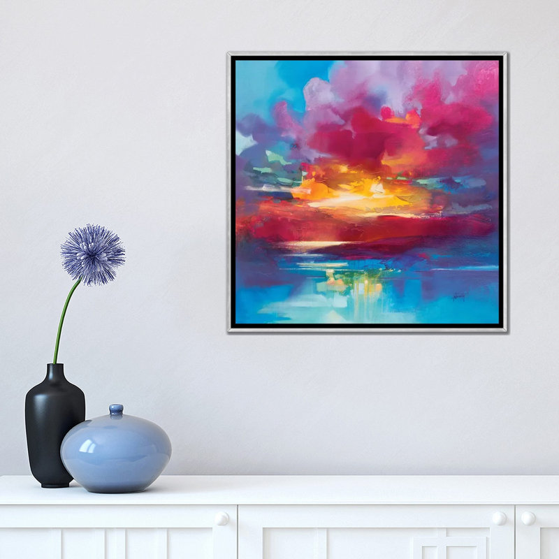 «Loch Lomond Sky» par Scott Naismith - reproduction d'art, H 18 po x l 18 po x 1,5 po, Toile avec cadre argenté, Pas de tapis