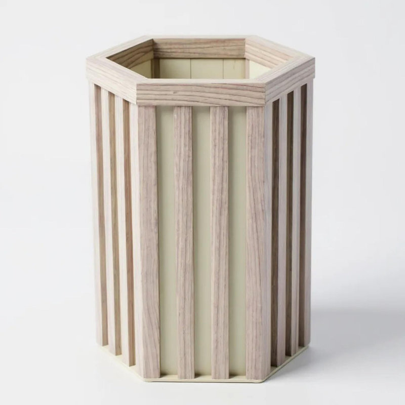 Hexagon Column Planter, Ash Brown, 16.25" H x 9.13" W x 10.5" D