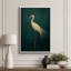 Oiseau aigrette vert rétro, photos de salle de bain rustique moderne, impression sur toile encadrée-115240912-115240911-115240913