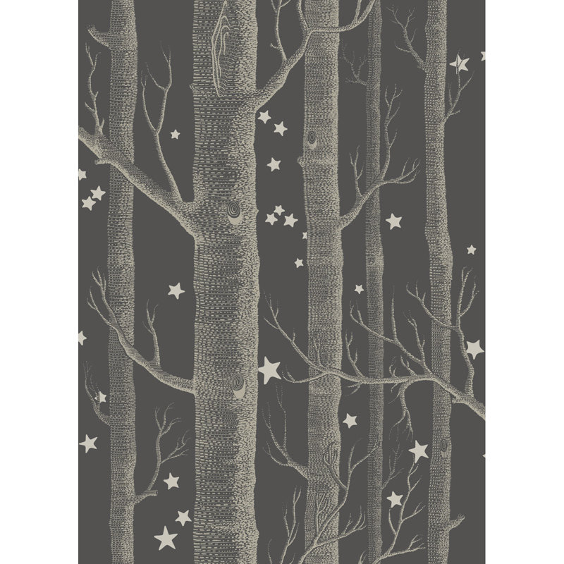 Whimsical Floral Wallpaper Roll, Charcoal