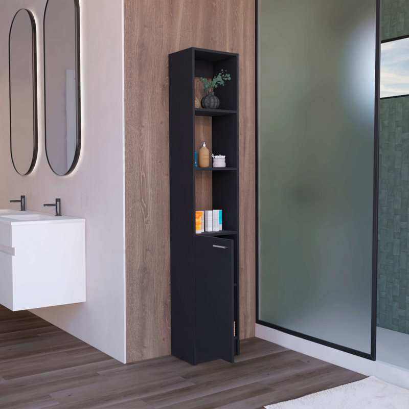 Linen Bathroom Storage Cabinet With One Doors, Tall Bathroom Cabinet With 6 Shelves, For Bathroom, Living Room, Kitchen