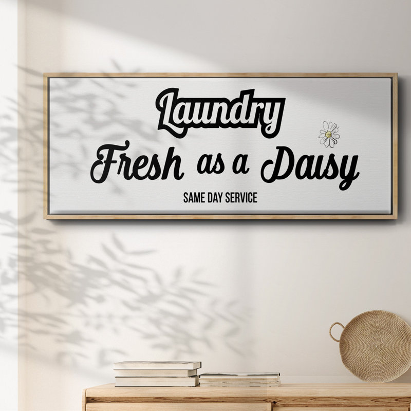 Daisy Laundry- Framed Canvas, 8" H x 20" W