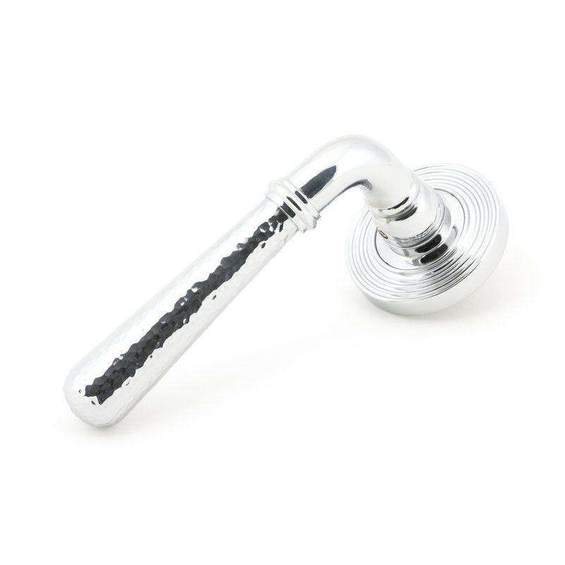 Hammered Newbury Lever on Rose Set (Beehive), Polished Chrome