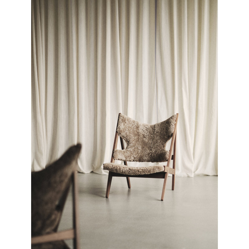 Knitting Lounge Chair, Sheepskin Sahara, Walnut