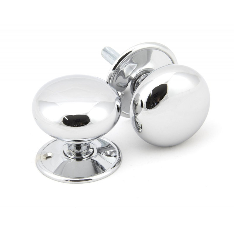57mm Mushroom Mortice/Rim Knob Set, Polished Chrome