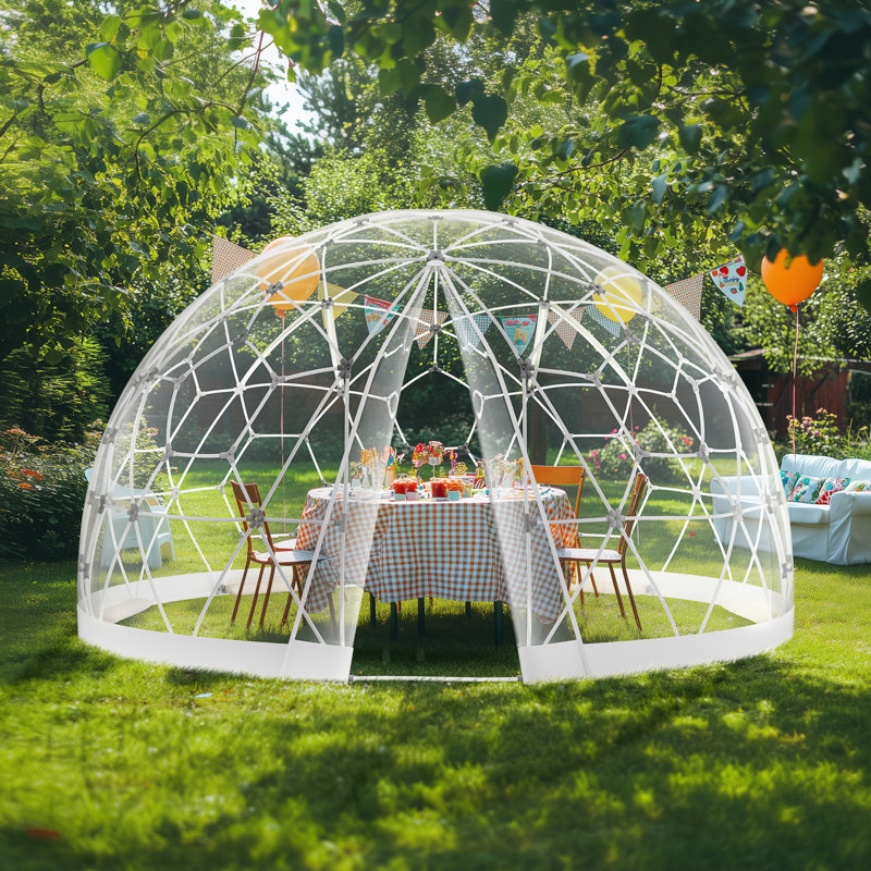Dome Bubble Tent Double Cover w/ Transparent Window for Camping, 5.77 ft. H x 9.5 ft. W x 9.5 ft. D