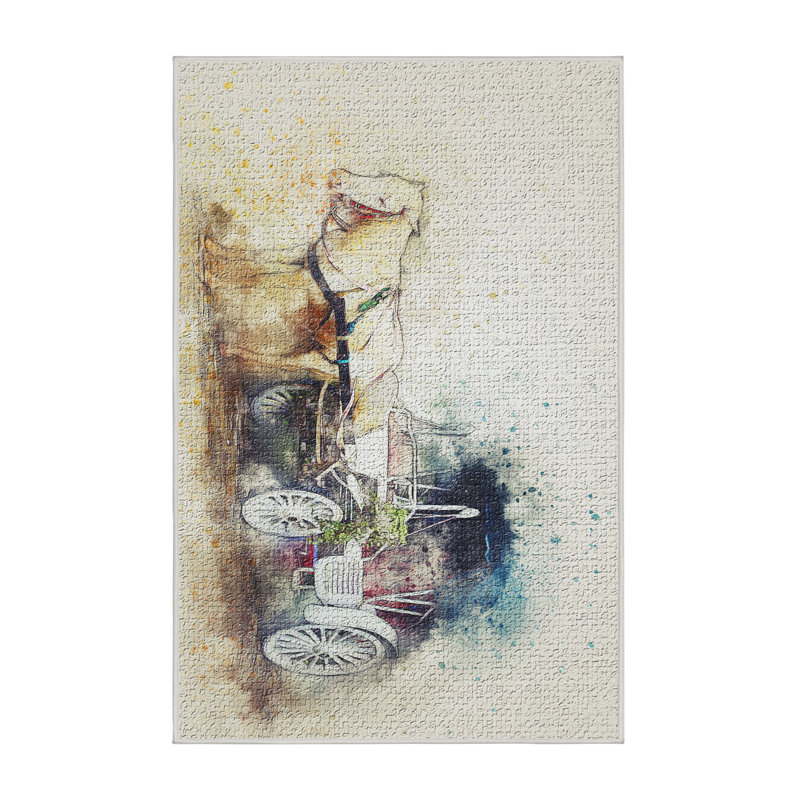 Tapis de l’aire beige cheval, Rectangle 3 pi x 5 pi