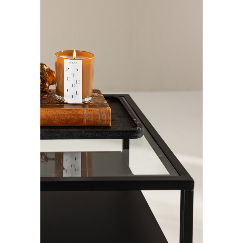 Boysie Glass Top End Table, Black