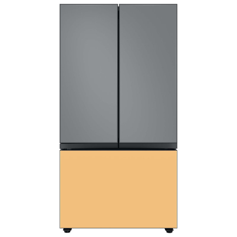 Samsung Bespoke 30 cu. ft. 3-door Refrigerator with Beverage Center and Custom Panels Included, Charcoal Glass