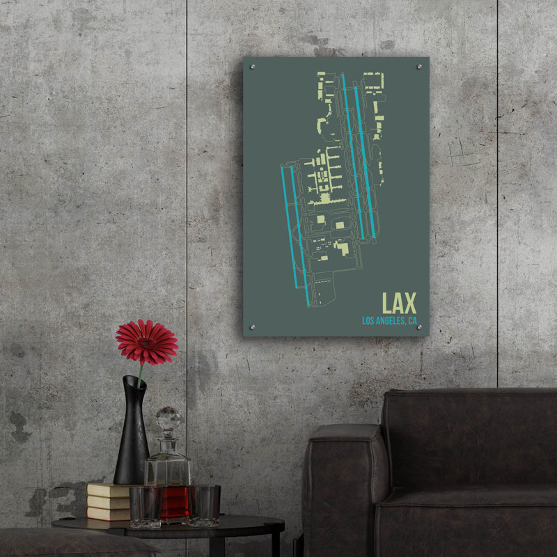 Art graphique en verre acrylique, LAX, H 36 po x l 24 po x P 0,2 po