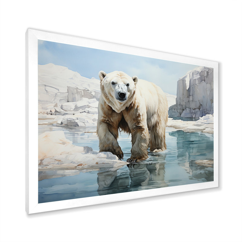 " White Teal Iceberg Pristine Solitude ", H 34 po x l 44 po x P 1,5 po, Cadre simple blanc