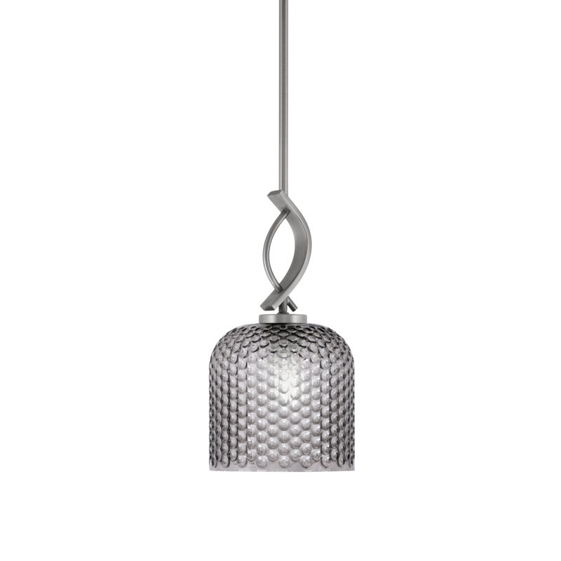 Mini-luminaire suspendu Unia suspendu en finition graphite avec verre texturé fumé de 7 po
