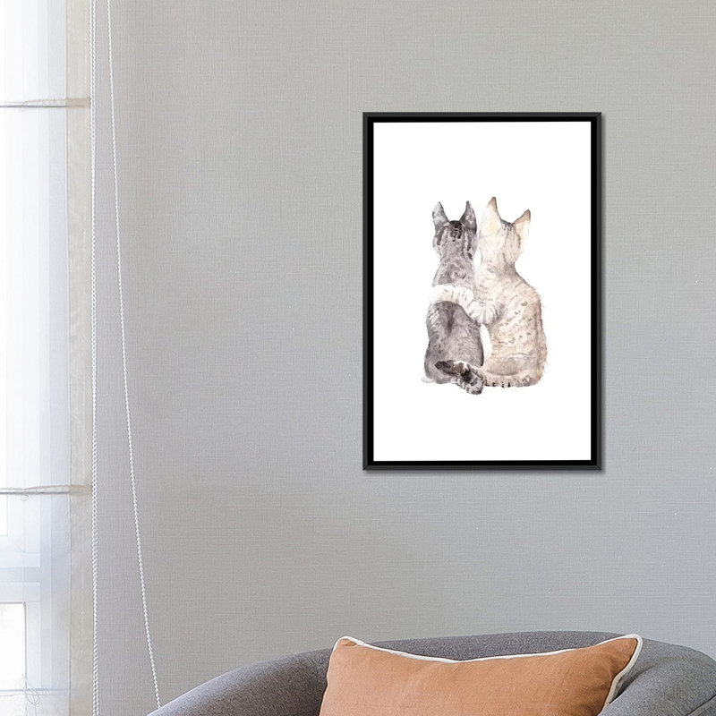 « best friends »-impression sur toile tendue, H 26 po x l 18 po x P 1,5 po, Toile avec cadre noir, Pas de tapis