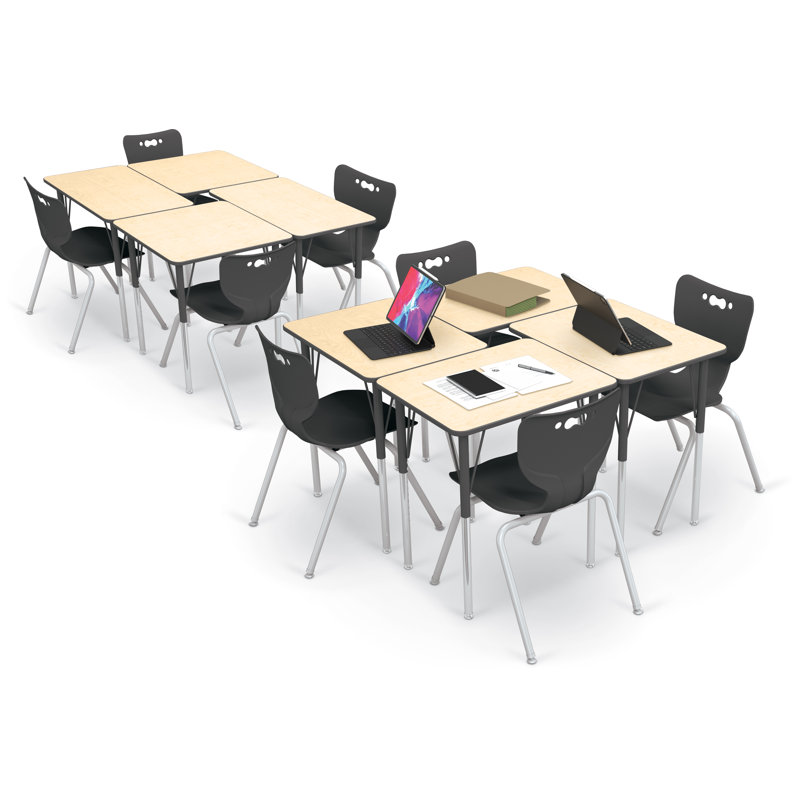 Ensemble de bureau et chaise de classe Essential, Érable fusion, H 16 po x l 17 po x P 15,5 po, Noir