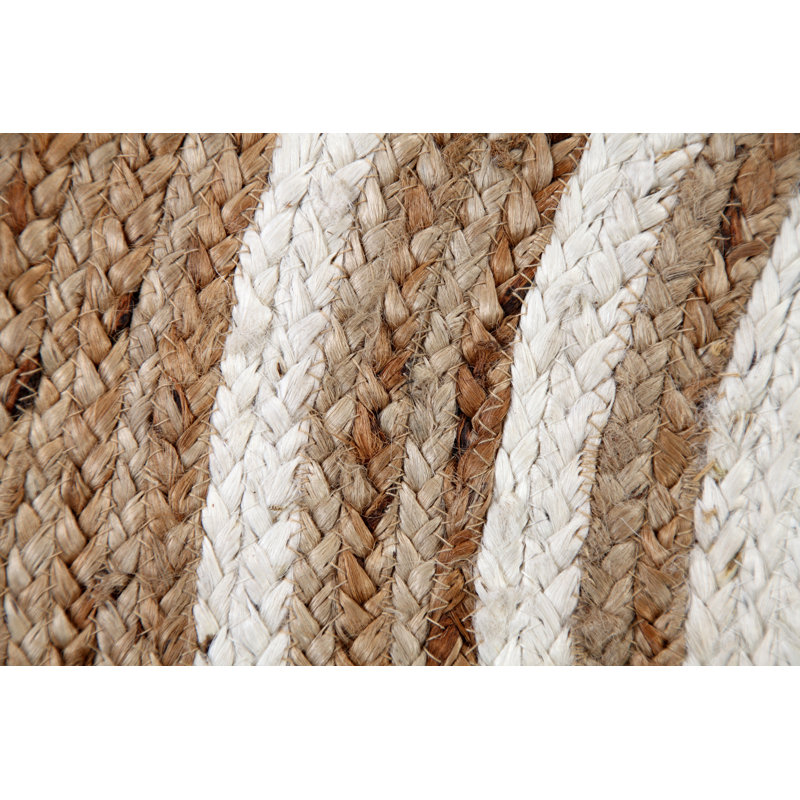 Foster Striped Jute / Sisal Hand Woven Area Rug, Rectangle 90 x 150cm