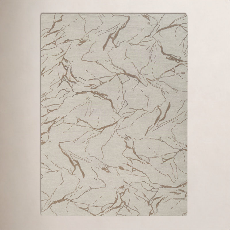 Dannie Ada Hand-Tufted Wool Abstract Area Rug, Rectangle 8'9" x 11'9", Ivory