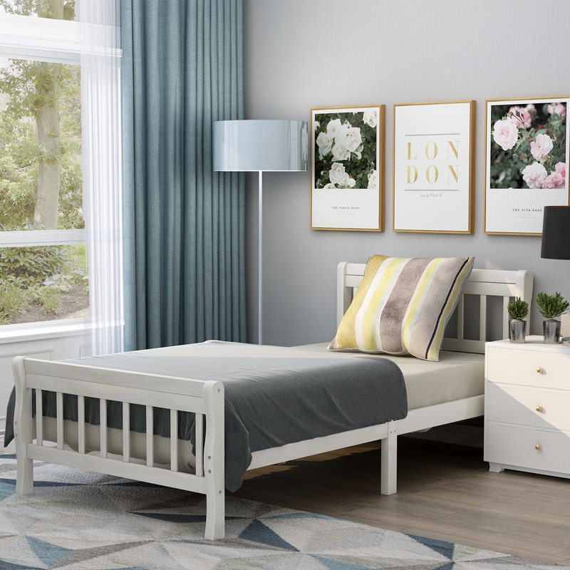 Wadsworth Twin Solid Wood Standard Bed, White