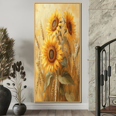 «Divirgilio Sunflowers In The Wheat Barnyard V», art mural tournesols pour le salon