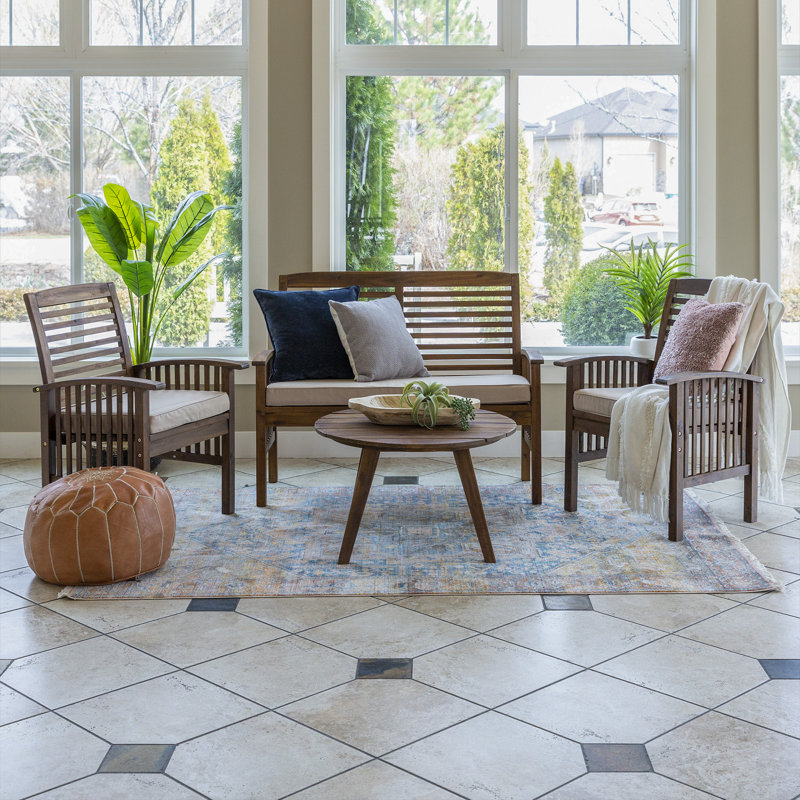 Acacia 4 - Person Patio Conversation Set with Cushions, Dark Brown