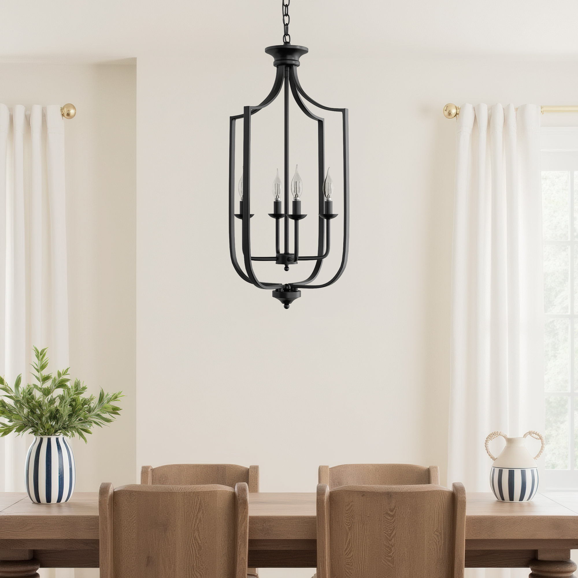 Baril 4 - Light Lantern Empire Chandelier, Matte Black, Large